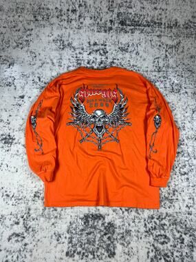 VTG Sturgis Bike Week Orange Long Sleeve Shirt 2XL Skull Graphic